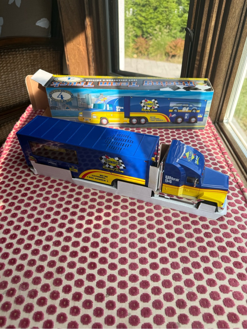 Sunoco Blue & Yellow Toy Transporter Truck - Kids Vehicles
